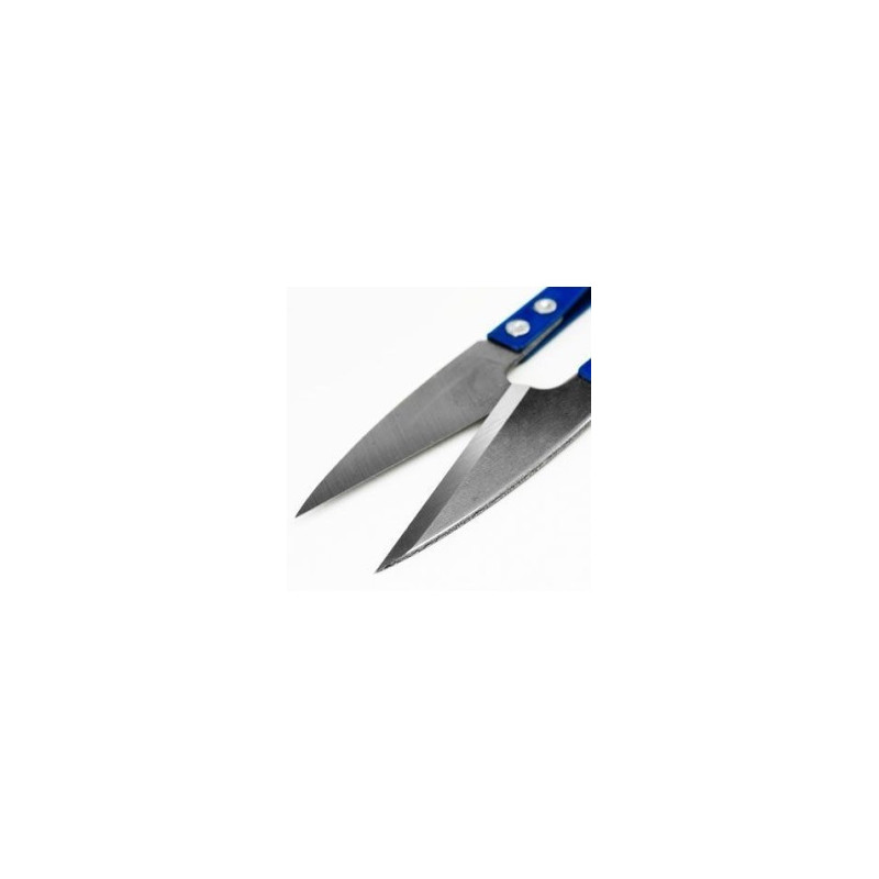 Ciseaux bleu mini Métal, vue de prêt de la lame des ciseaux